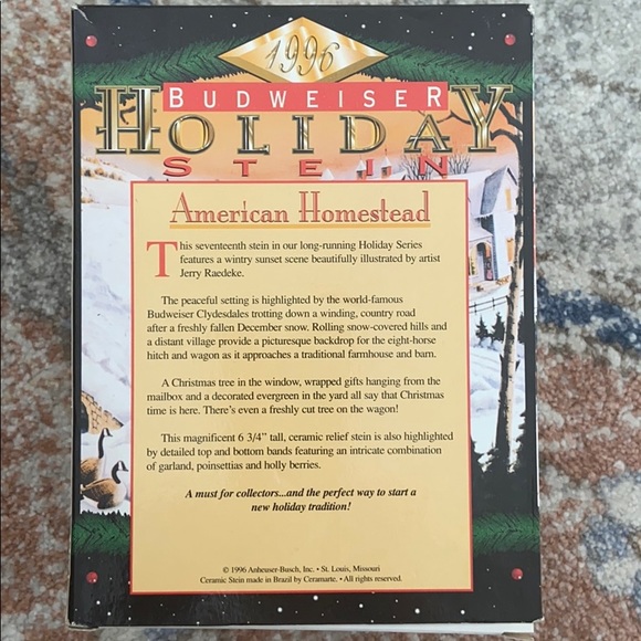 Budweiser Holiday Stein Vintage 1996 Beer Mug collectible - Picture 4 of 10